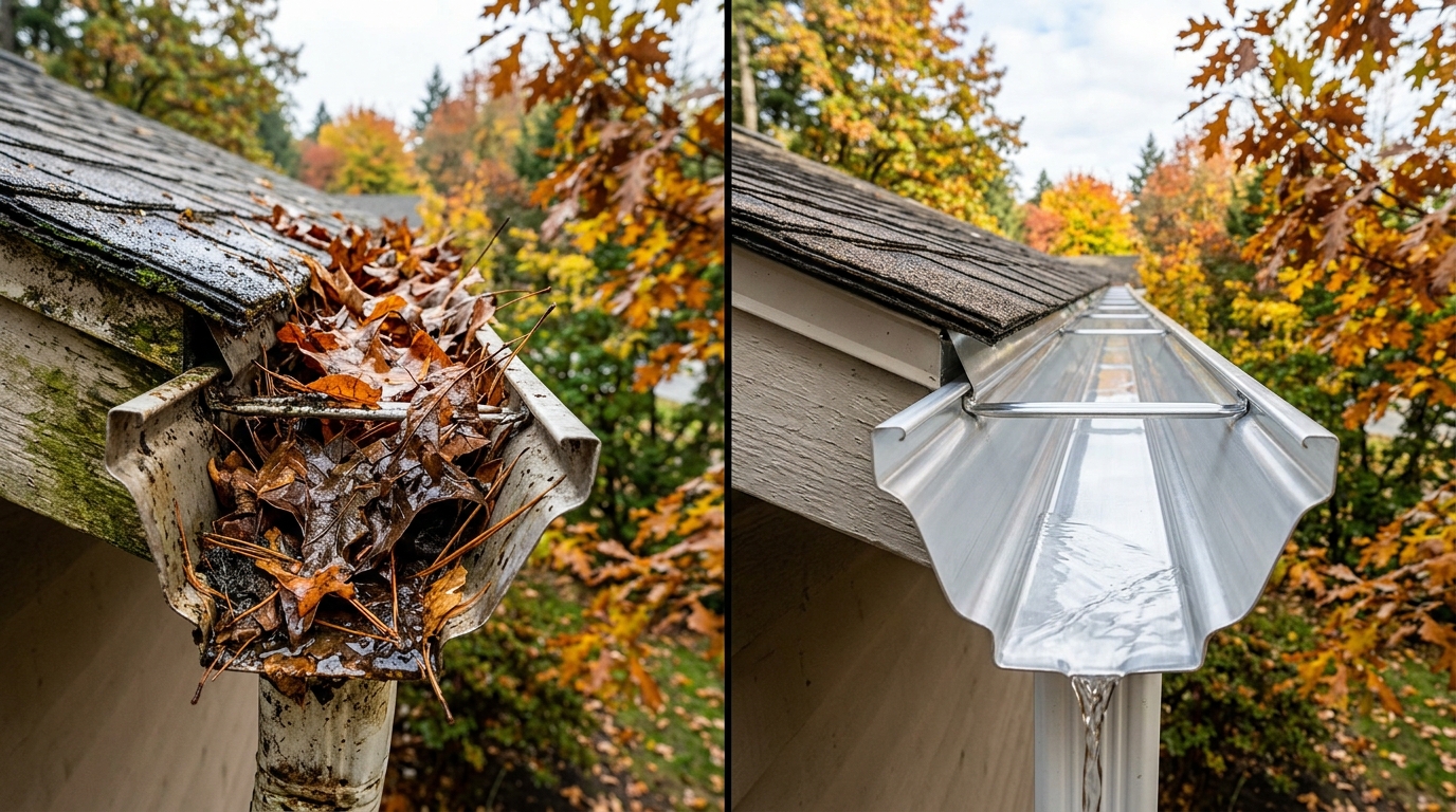 Single-story gutter cleanout
