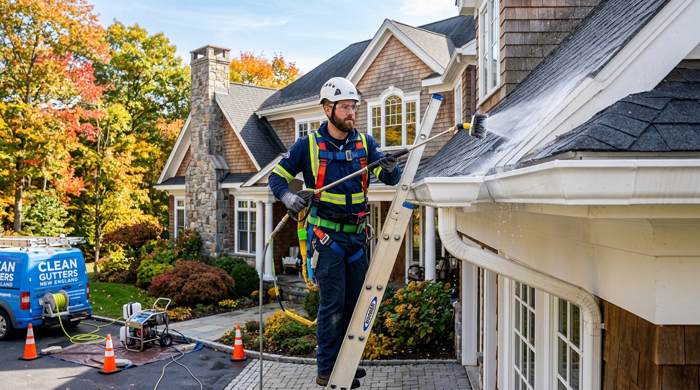 Gutter cleanout and exterior wash